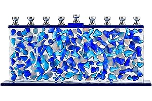 Ner Mitzvah Glass Hanukkah Menorah - Blue & White Confetti Glass Chanukah Menorah - Handcrafted Painted Glass Menorah - Fits All Standard Chanukah Candles