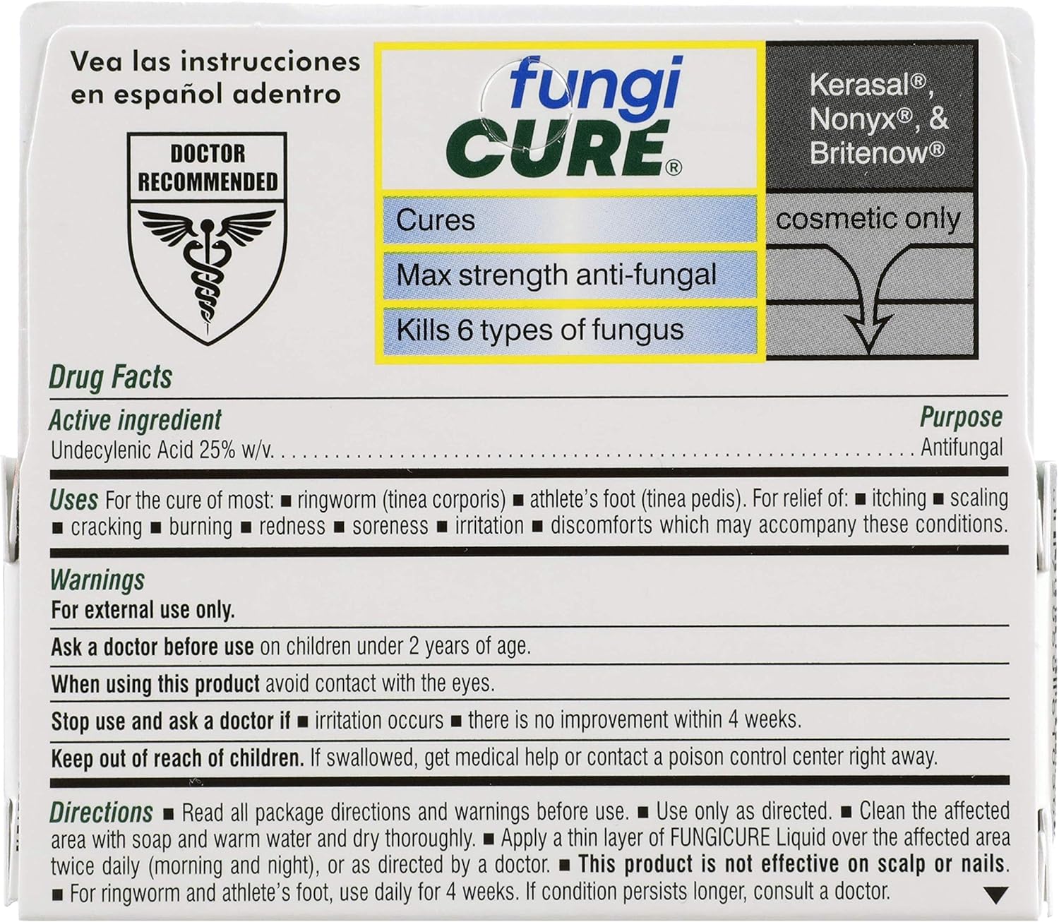 FUNGICURE Anti-Fungal Liquid - Maximum Strength - Kills Exposed Nail-Bed Fungus - Visible Results in as Little as 4 Weeks - 1 fl oz: Health & Personal Care