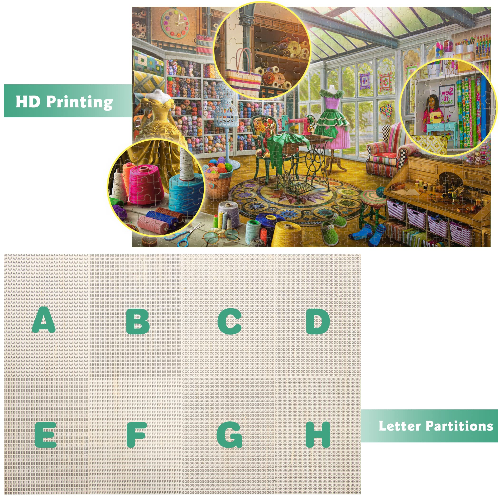 Lavievert Wooden Jigsaw Puzzle 1000 Piece Puzzle for Adults - Sewing Room