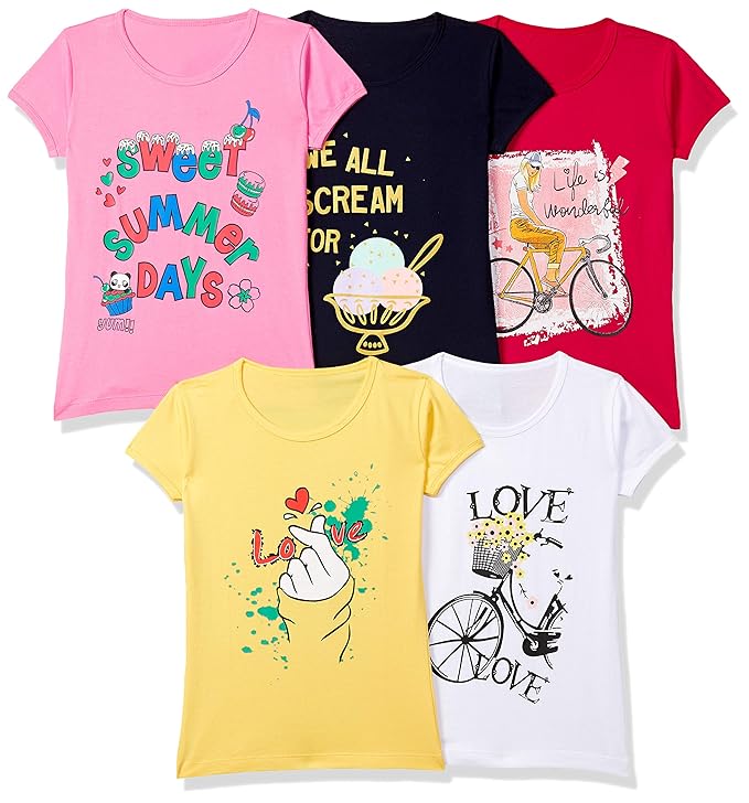 T2F Girl's Regular Fit T-Shirt