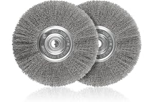 WENORA 8-Inch Wire Wheel for Bench Grinder, 0.012 Carbon Steel Wire with 5/8" Arbor Hole, for Removal of Rust, Paint and Scale from Metal and Wood--2Pcs