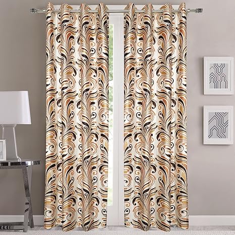 Buy Dekor World Ikat Printed Brown Curtain Set Pack Of 2 Pcs