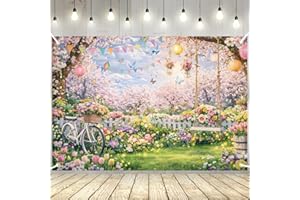 YQUQWN 7x5ft Spring Backdrop Garden Scenery Photography Background Polyester Banner for Spring Party Photo Booth Studio Portr