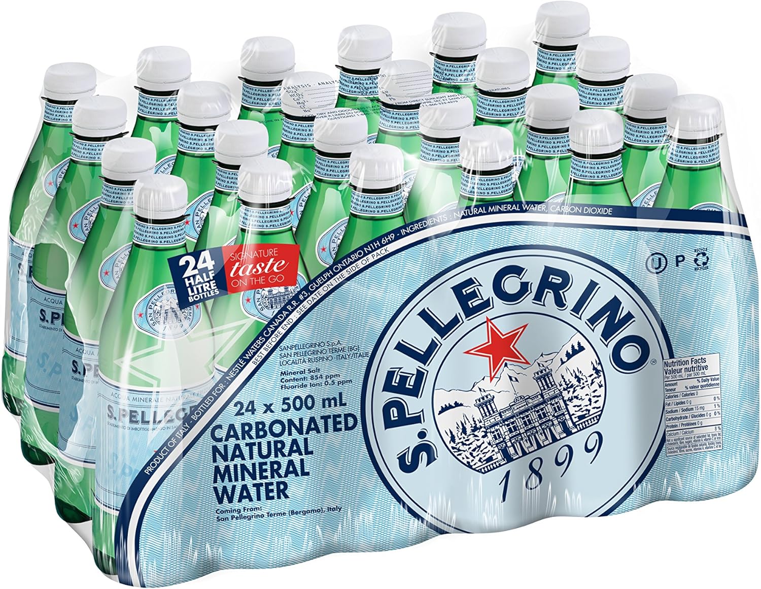 San Pellegrino Carbonated Natural Mineral Water 500ml PET Bottles