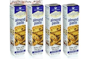 Odense Almond Paste Pack of 4 Boxes - 7oz Tubes of Almond Paste for Baking - Gluten Free Alternative to Marzipan - Bundle with Ballard Products Recipe Card