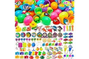 JOYIN Lot de 96 œufs de Pâques avec jouets à l'intérieur de 48 œufs de Pâques pré-remplis avec jouets assortis populaires pou