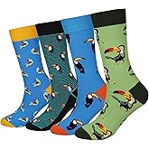 Cansok Men's 2/4 Packs Fun Crazy Novelty Dress Crew Socks