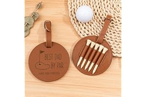 KEMEILA Best Dad by Par, Fathers Day Birthday Gift for Golf, Personalized Golf Tee Holder with Wood Golf Value 1 Set, Coach Gifts from Team, Gift for Dad Grandpa Uncle