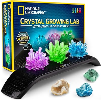 National Geographic Crystal Growing Kit Blue Marble 3 Colors Light Up Display
