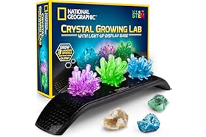 BLUE MARBLE National Geographic Crystal Growing Kit - 3 Vibrant Colored Crystals to Grow with Light-Up Display Stand, Science Toy for Girls and Boys Ages 8-12, Includes 3 Gems, Cool STEM Gift (Amazon Exclusive)