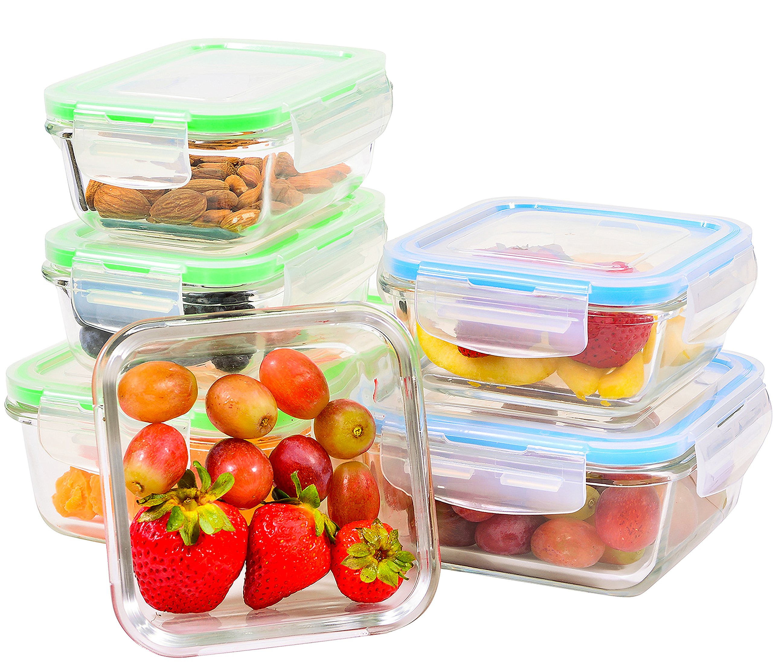 Elacra Glass Food Storage Containers with Locking Lids Perfect for