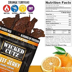 Wicked Cutz Orange Teriyaki Beef Jerky, 24g Protein