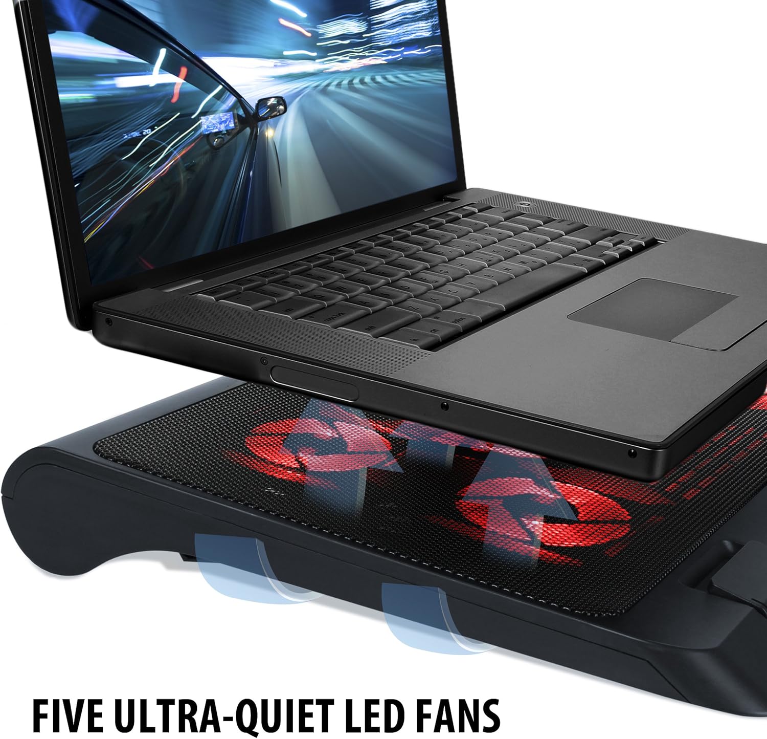 ENHANCE Laptop Gaming Cooler Stand with LED Fans, Adjustable Height and 2 USB Ports - Image 4