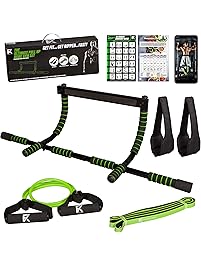Fitness Kings Brand The Ultimate Pull Up Bar Set - 4 in 1 Door Chin Up Bar, Pull Up Assist Band, Ab Straps, Resistance Bands Home Gym Set w/Workout Program