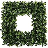 Pure Garden Boxwood Wreath - 16.5-Inch Square UV Resistant Artificial Spring, Summer, Fall or Winter Wreath - Outdoor/Indoor Wreaths for Front Door