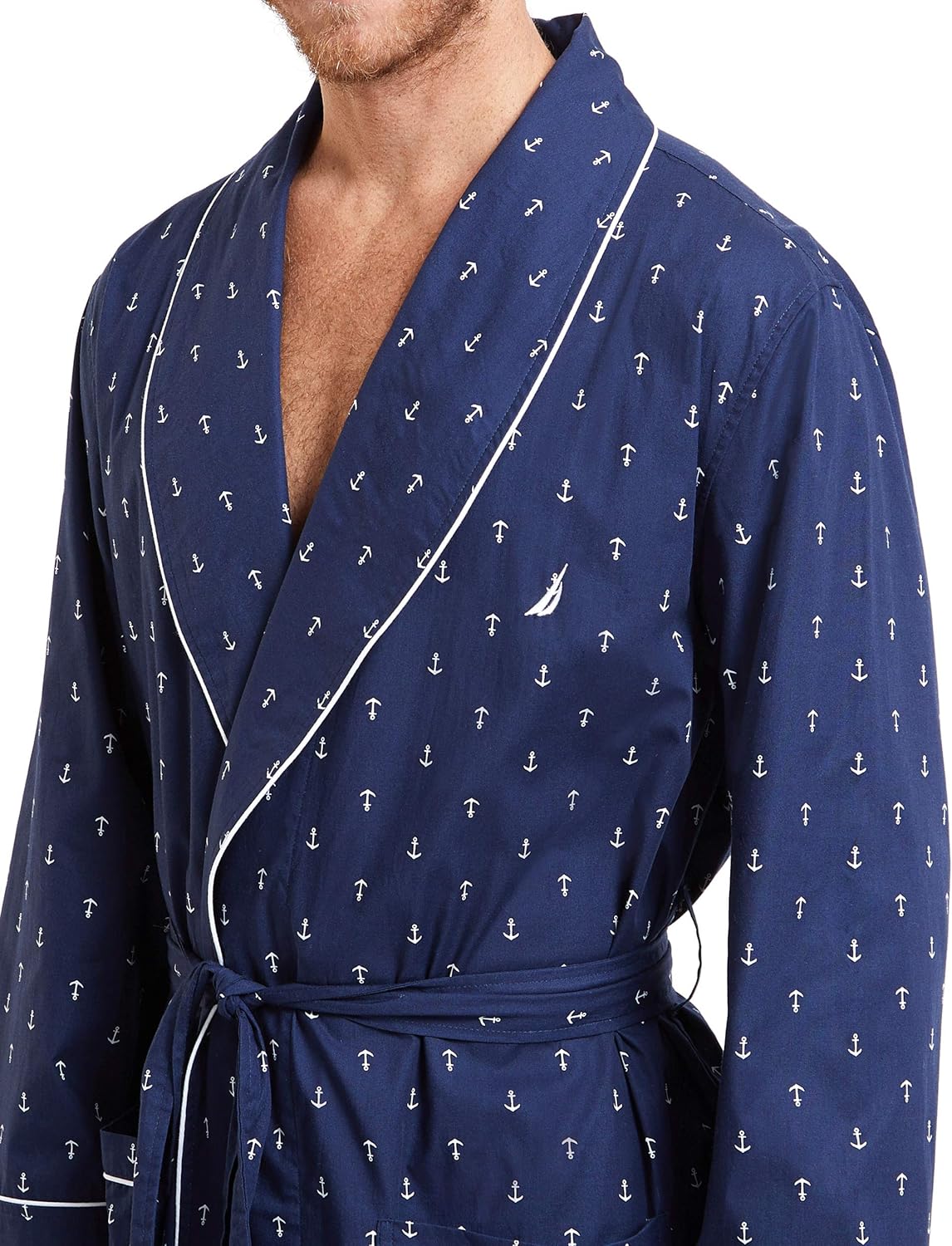 nautica men's long sleeve lightweight cotton woven robe