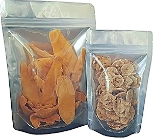 Pleasant Grove Farm 7 Mil Clear Front Mylar Bags Stand Up Gusseted Pouch in Multiple Sizes (50, 1 QUART 7 x 10 inch)