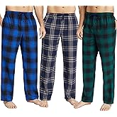 JupiterSecret Mens Pajama Pants Set Flannel Cotton Sleep & Lounge Pants, PJ Bottoms with Pockets and Button Fly 3 Pack