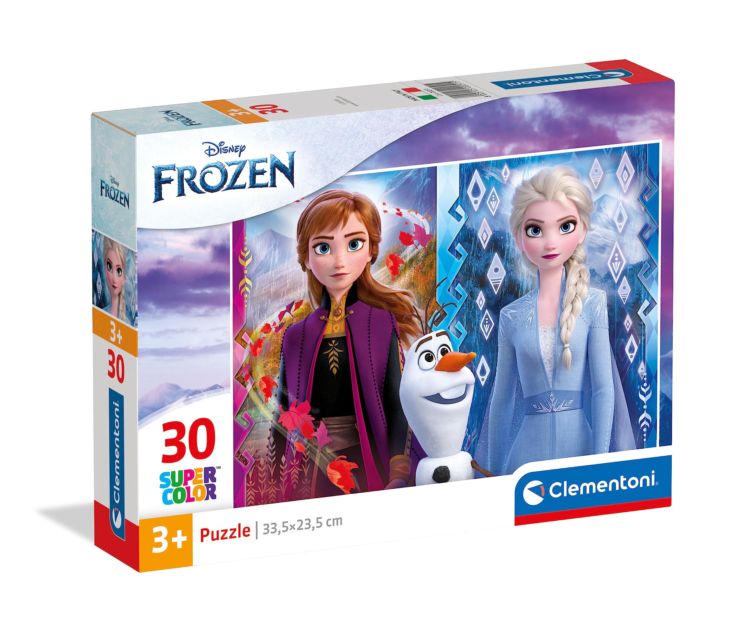 Clementoni Supercolor Disney Frozen Puzzle for Children, Multi-coloured, 2 x 30 Pieces, Ages 3 Years Plus, Standard size