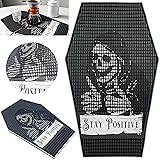 Stay Positive Skeleton Sign - Coffin Bar Mat for