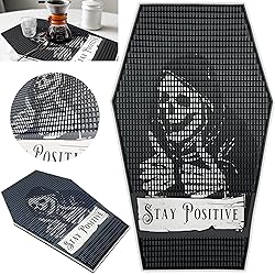 Stay Positive Skeleton Sign - Coffin Bar Mat for