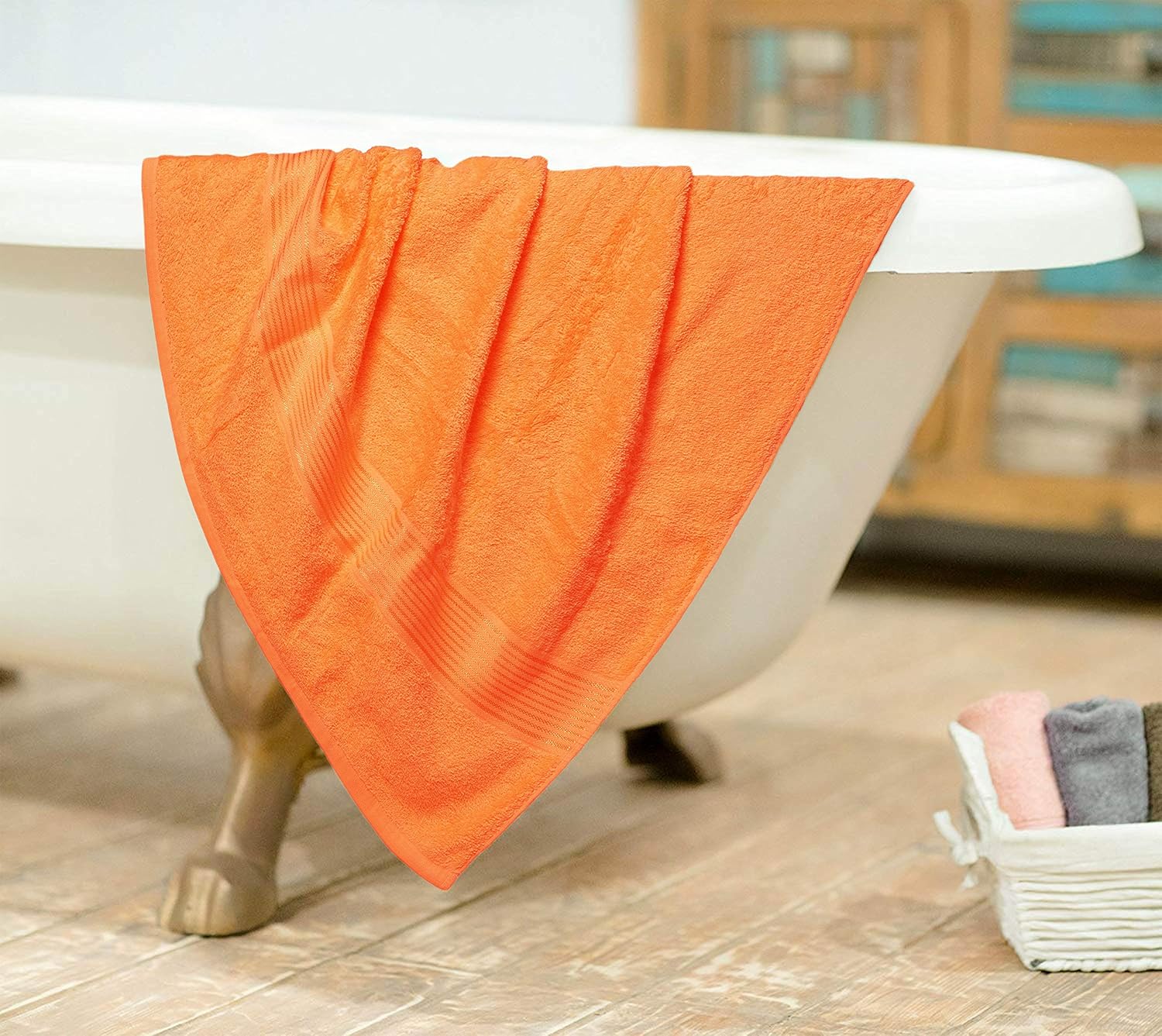 Elvana Home Ultra Soft 6 Pack Cotton Towel Set, Contains 2 Bath Towels 28x55 inch, 2 Hand Towels 16x24 inch & 2 Wash Coths 12x12 inch, Ideal for Everyday use, Compact & Lightweight - Orange: Kitchen & Dining