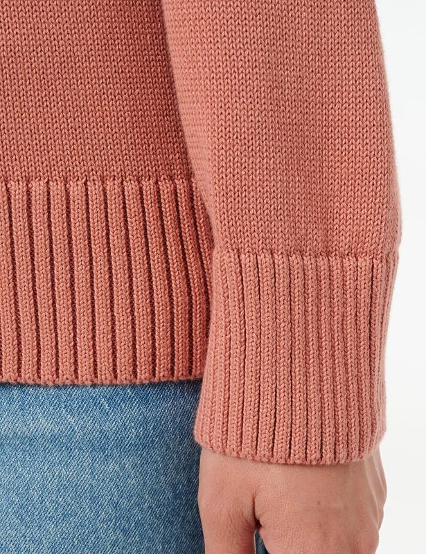 Clásico Algodón C-Neck Suéter Mujer, Ladrillo Desvanecido, M