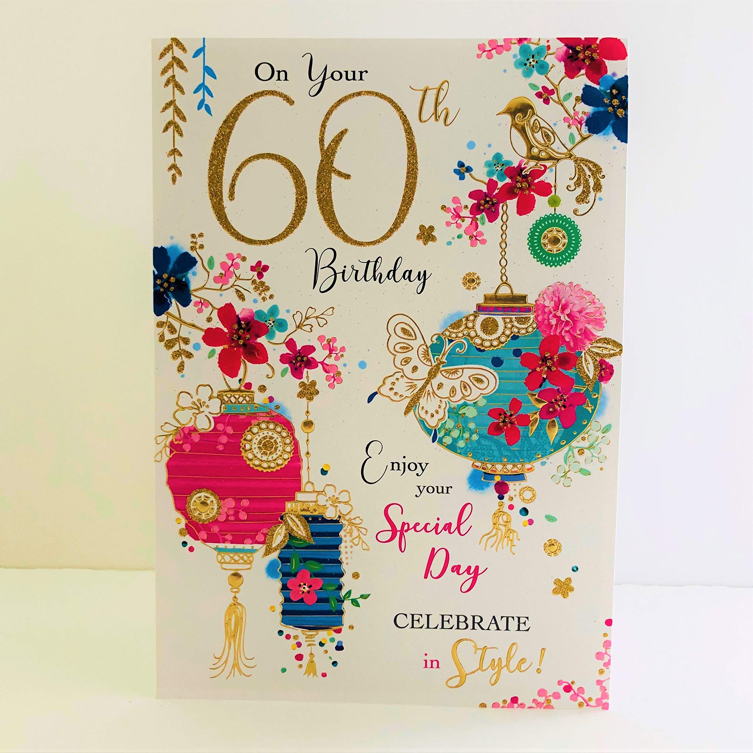 Jonny Javelin Female On Your 60th Age 60 Birthday Card - Lanterns