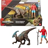 Mattel Jurassic World Rebirth Human &amp; Dinosaur Figure Pack, Reuben Delgado &amp; Parasaurolophus, Movie-Accurate 3.75 Inch Scale, Posable Collectible