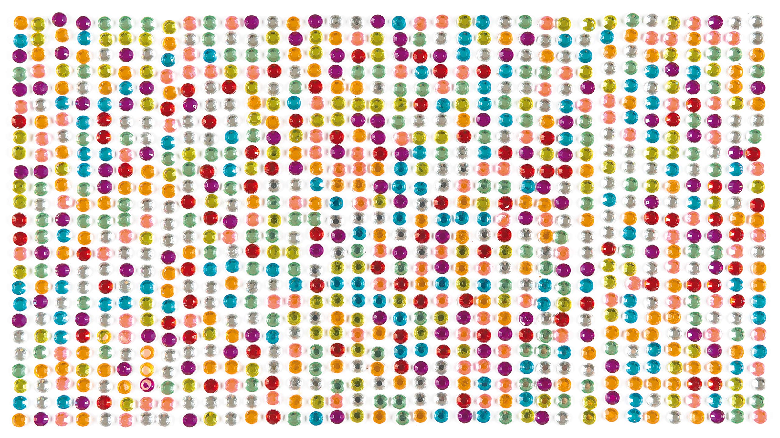 Baker Ross EF554 Rainbow Self-Adhesive Acrylic Jewels for Kids' Crafts and Art Projects, Cards, Party Bags, and Decorations (Pack of 900)