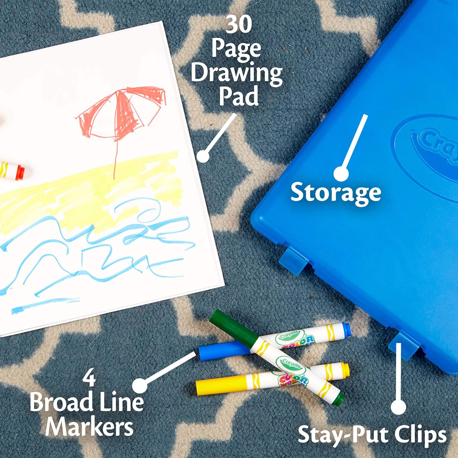 Crayola Color Wonder Stow & Go, Mess Free Coloring, at Home Activities for Kids, Gift, 34 Piece, Blue: Toys & Games