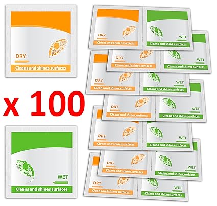 Skino 100 Stück Brillen-Reinigungstücher Brillenputztücher Brillenputztuch Pre-Moistened für die Reinigung von Gläsern, Brill
