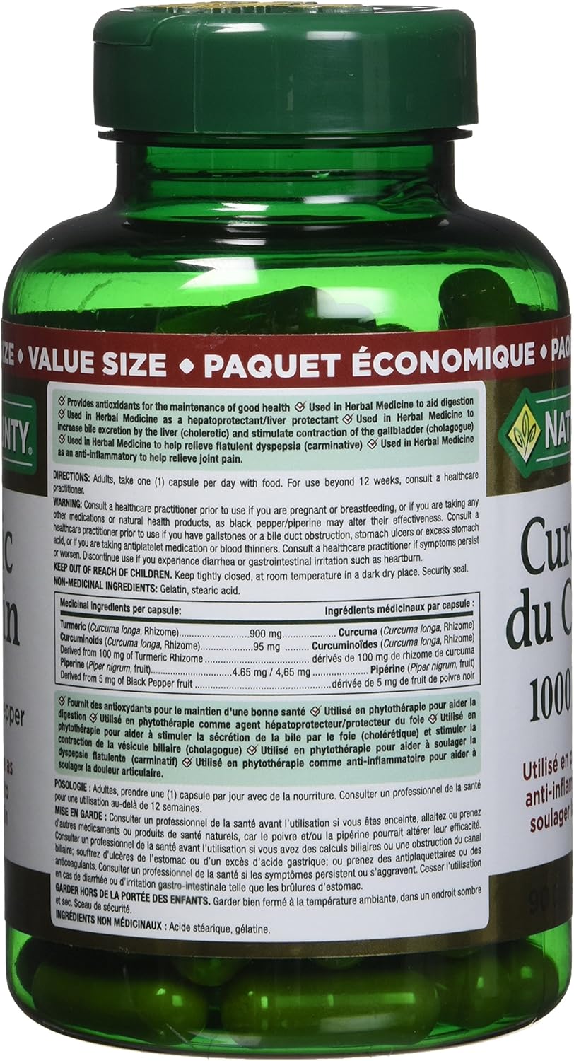 Nature's Bounty Turmeric Curcumin 1000mg Plus Black Pepper, 90 Capsules DailyNutriPlus LLC