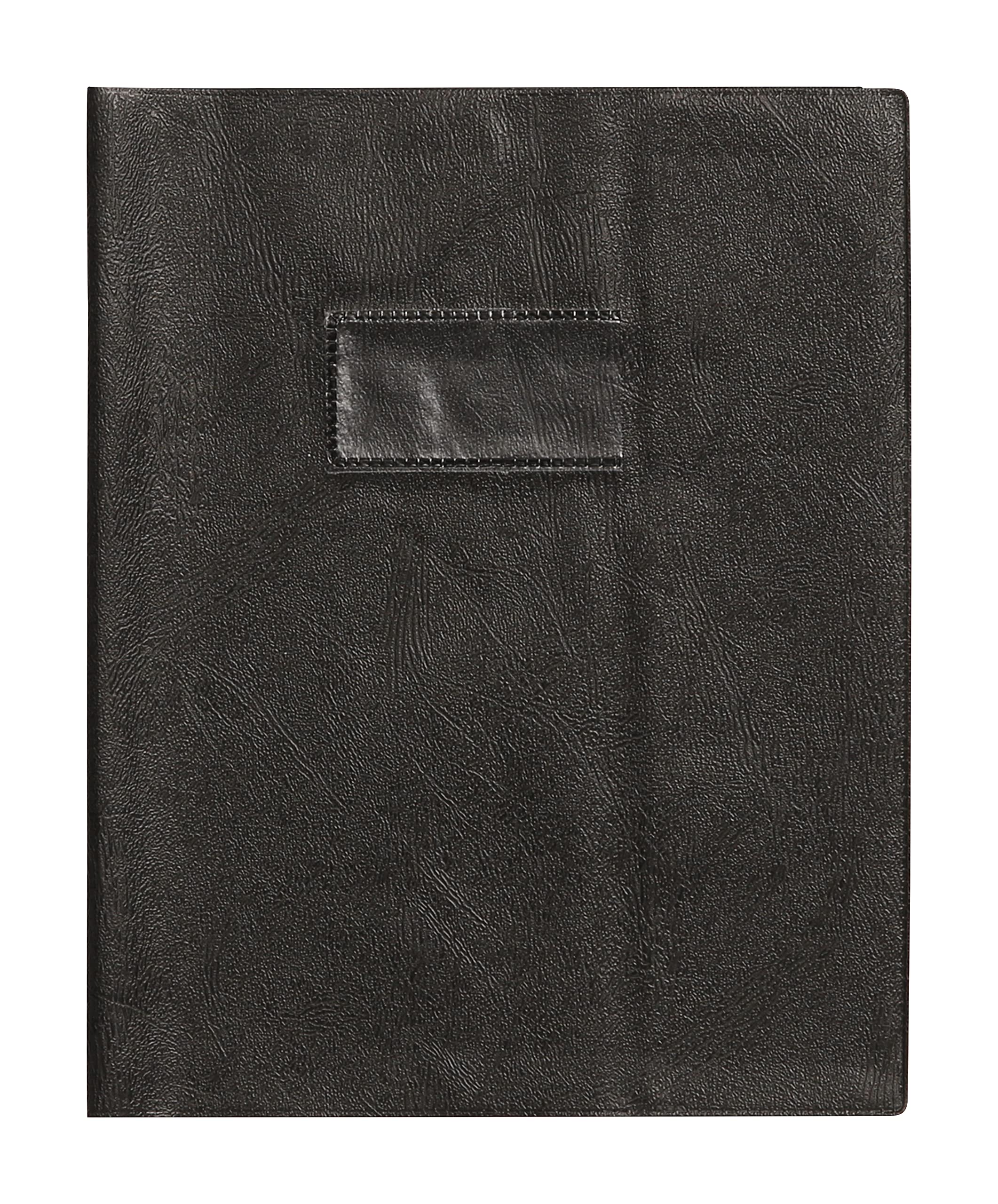 Calligraphe 72007C - One Grain Leather Notebook Protector Black - Dimensions: 17x22 cm - 22/100th with Label Holder - PVC Opaque - Manufactured in France