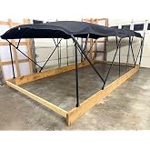 Cypress Rowe Outfitters Monster Double Pontoon Boat Bimini Top, Black Powder Coated Frame, Black Canvas, 17' Long, 8 1/2' Wide, fits 97-103" Wide, Complete Dual Kit, Big League Biminis