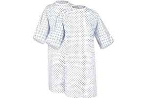New Unisex Patient Gown - Premium Cotton Blend - Soft and Comfortable Fabric - Back Front Tie - Fit Easily Up to 2XL Size - M