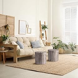 Sorbus Tree Stump Stool, Storage Ottoman 15 Inch