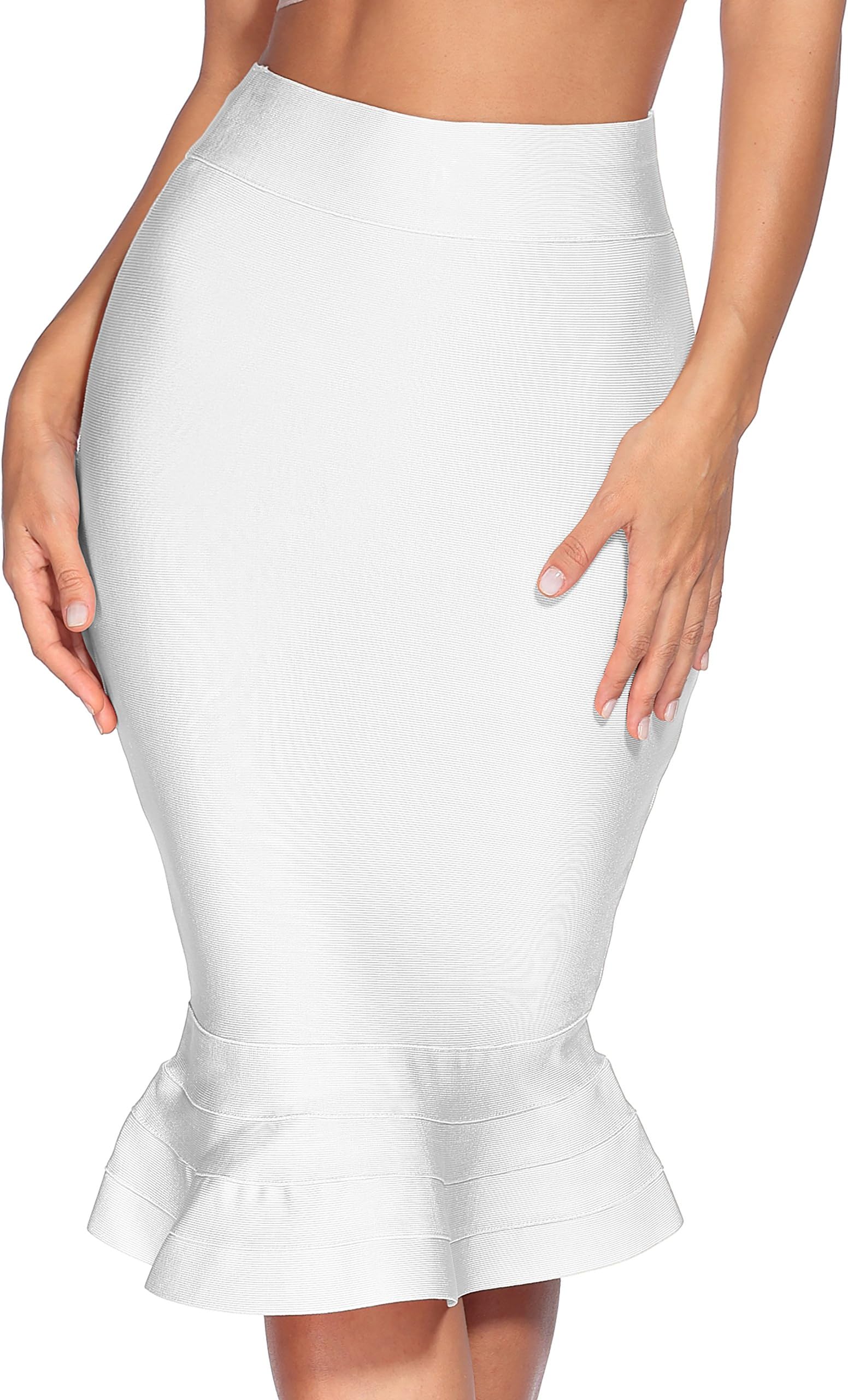 Meilun Women's Rayon Bandage Fish Tail Skirt Bodycon Midi Skirt