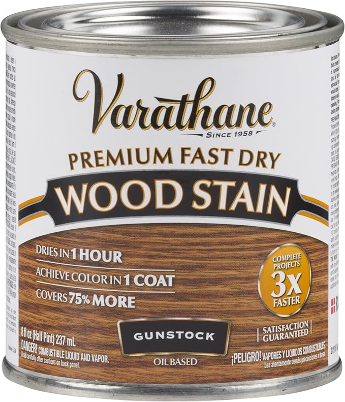 Varathane 262026 Premium Fast Dry Wood Stain, 1/2 Pint, Gunstock, Stain