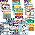 Educational Preschool Poster for Toddlers and Kids, Classroom Decorations for Teachers Elementary Learning ABC Alphabet,Shapes Chart Pack of 15, 17x12 Inches Kindergarten School Supplies for Wall