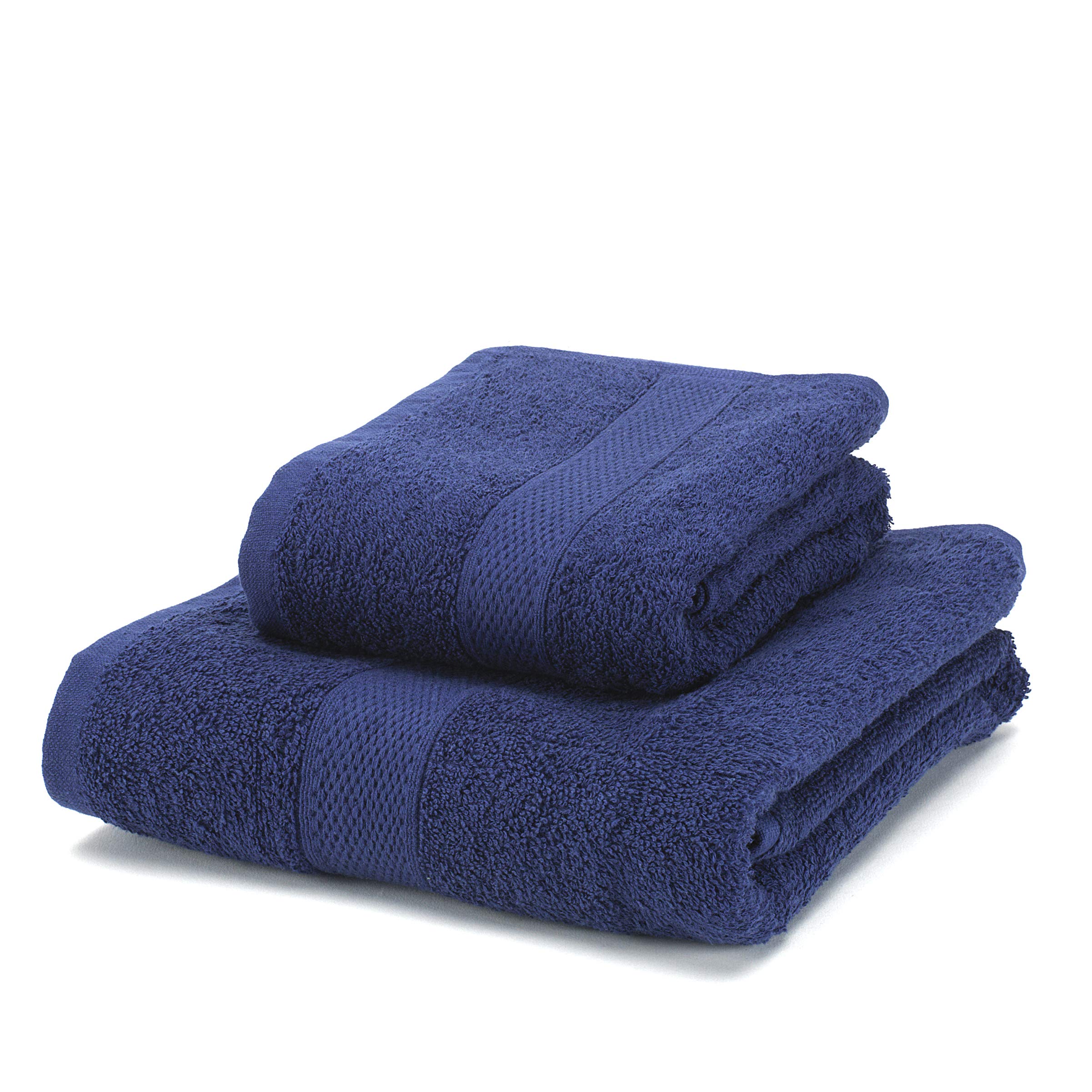 Boncasa - Towel Set – 100% Combed Cotton (Not Bonded) – Ring Spun Quality – Soft Touch – 450 g/m2 (Navy Blue, Set of 2 Pieces)