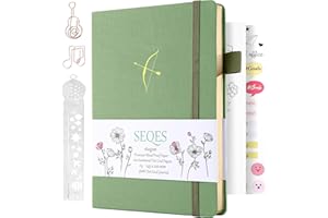 SeQeS Bullet Dotted Journal - A5 Dot Grid Notebook with pages number,160gsm Bleedproof Paper, Gold Edge and Fabric Hardcover for Personal Organizers, Bullet Journals, and journaling