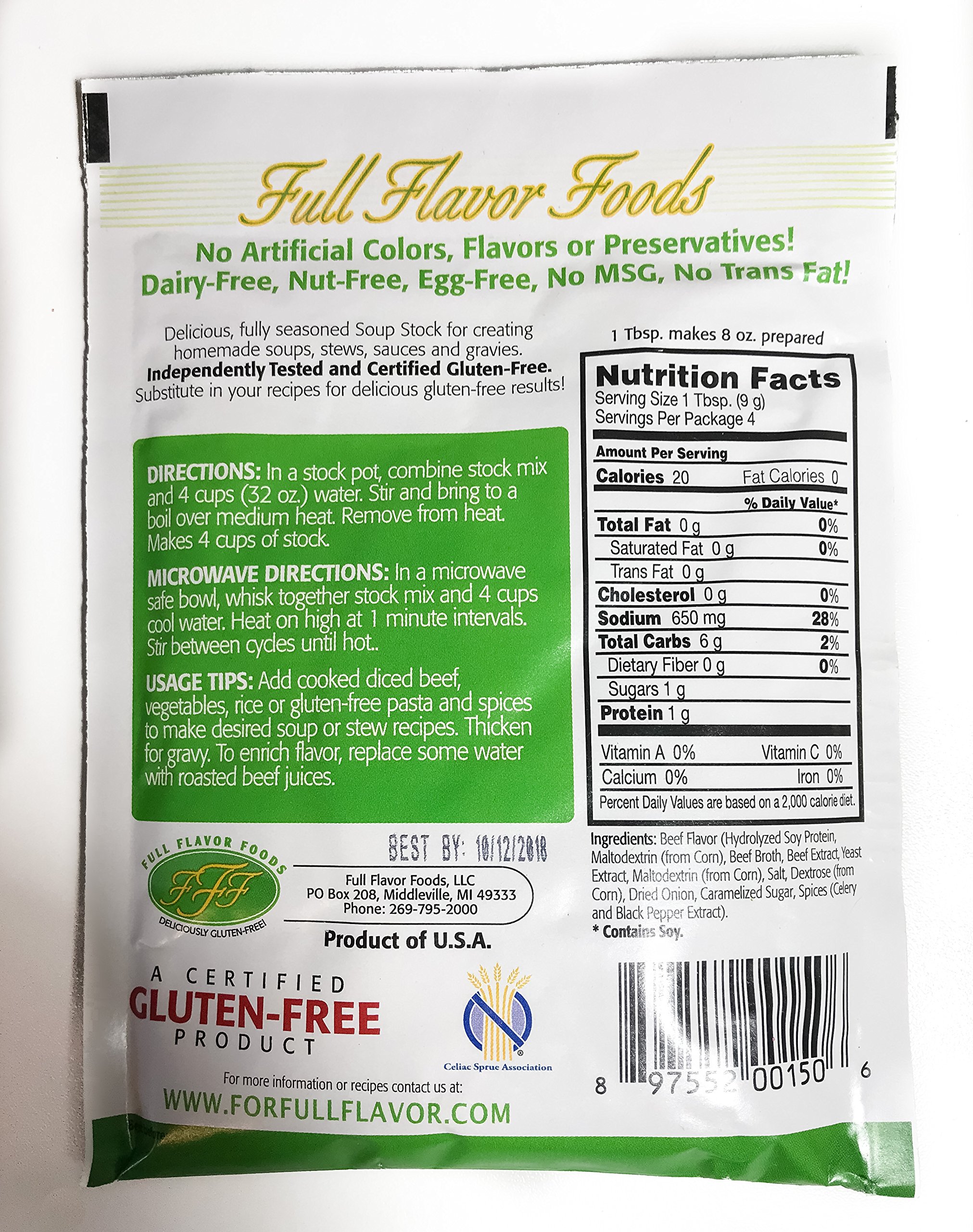 Full Flavor Foods GF Beef Stock Mix 1.27 Oz Pouch 3 Pack on