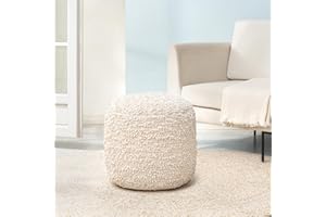 Anji Mountain 100% Handmade & Handcrafted Comfortable Home Décor Pouf Ottoman Footrest for Living Room, Bedroom, Nursery, Kidsroom, Patio Furniture - (22" x 22" x 17" - Ivory)