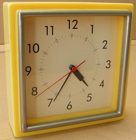 Pottery Barn Retro Square Wall Clock Yellow Amazon Co Uk Kitchen