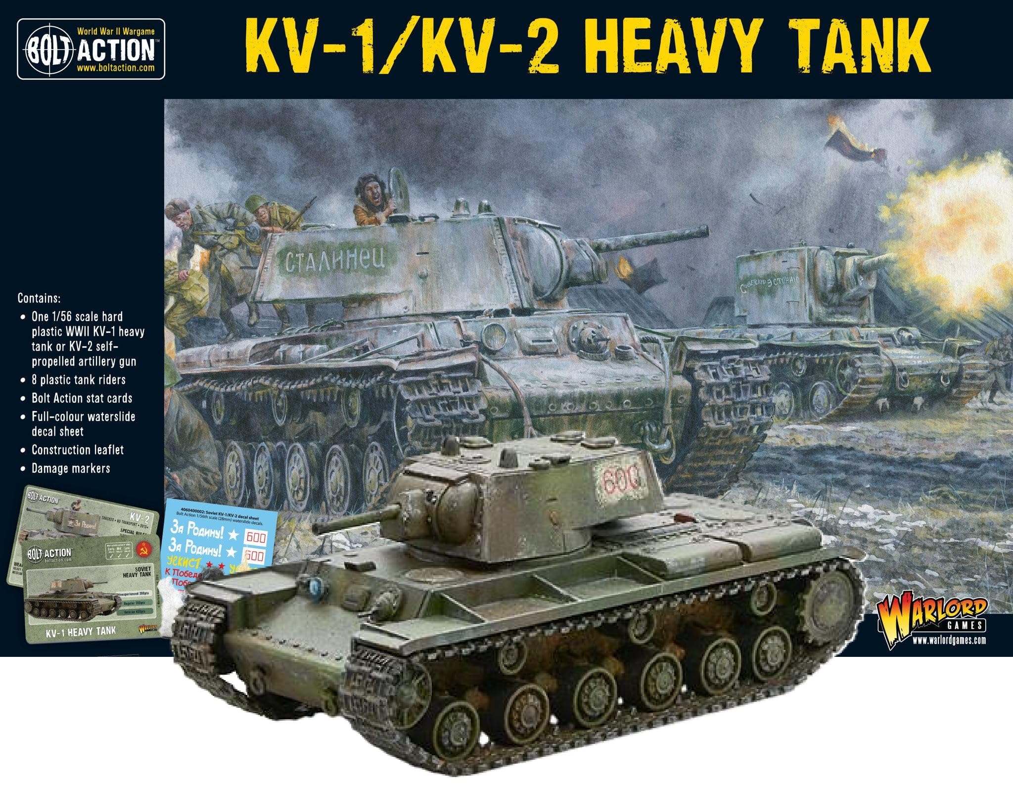 Warlord Games Soviet Army KV1/2 Heavy Tank - 1:56 / 28mm Plastic Scale Model Tank for Bolt Action Highly Detailed World War 2 Miniatures