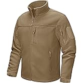 CRYSULLY Men's Fleece Jacket Winter Tactical Full-Zip Coat Military Jackets Multi Pockets