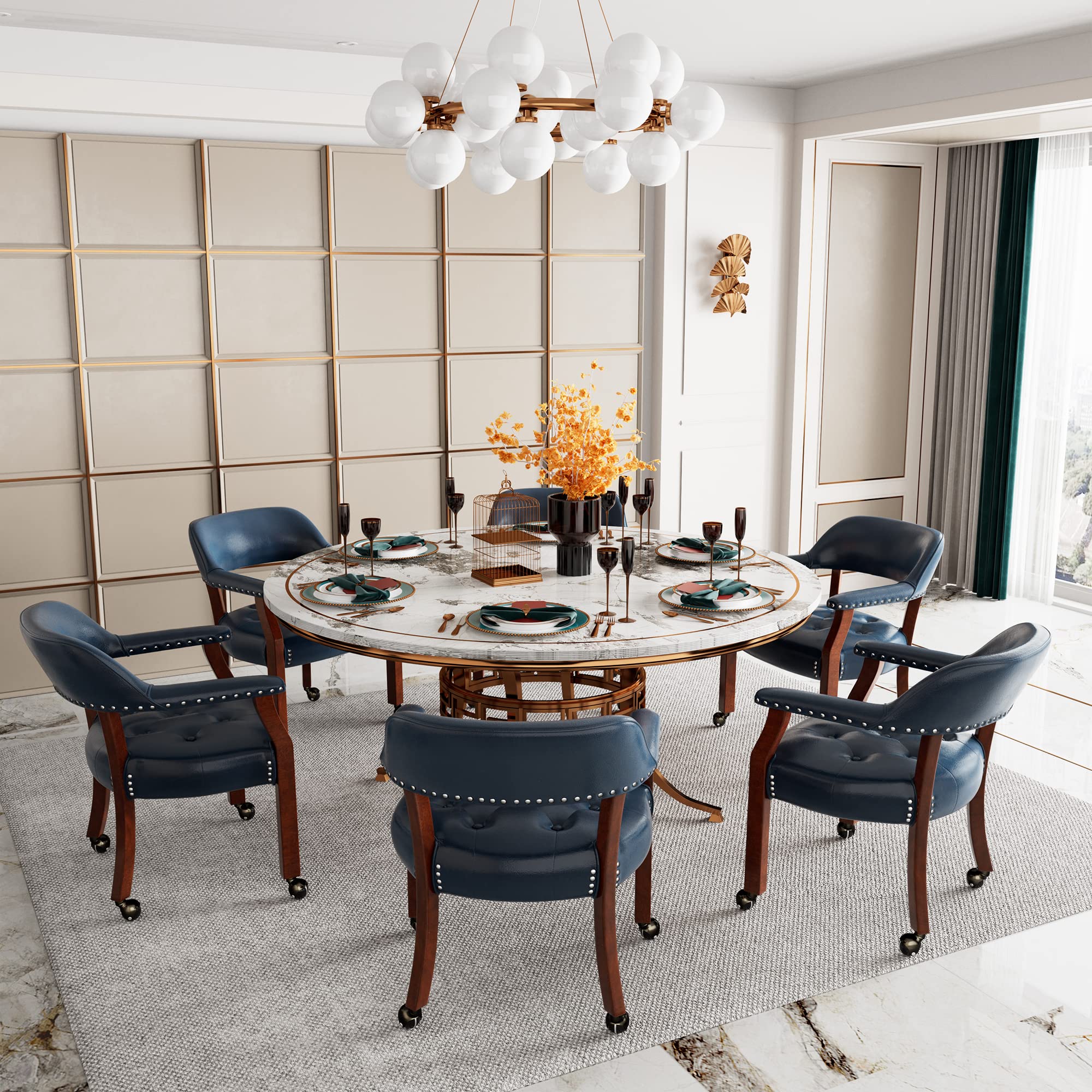 JESONVID Set of 6 Dining Leather Chairs with