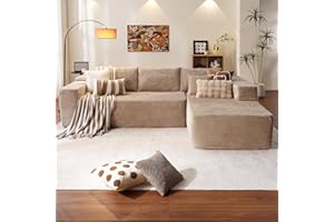 ovios 104" Cloud Sectional Couch with L-Shape Chaise,Modern Modular Sofa with Deep Seat, Upholstered Couches for Living Room Bedroom,No Assembly Required, Camel (Corduroy Fabric)