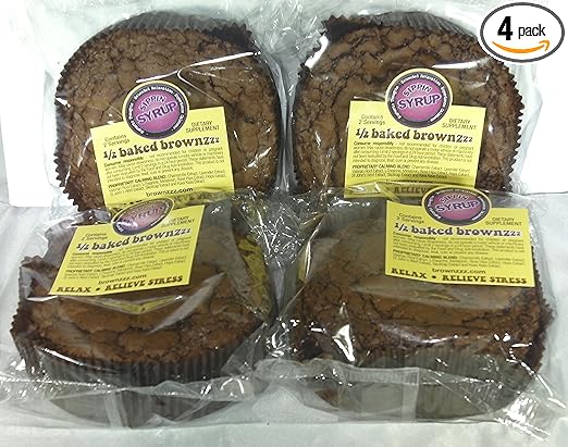 1/2 Baked Brownzzz - Relax and Relieve Stress - Qty. of 4 in Box - Dietary Supplement with Chamomile, Lavender, Valerian, St. John's Wort and More